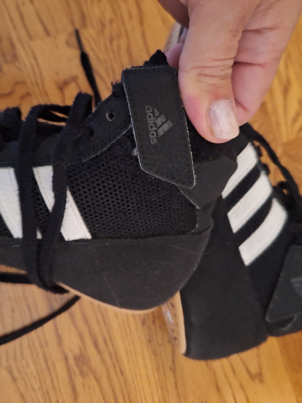 Adidas Kids Black and White Wrestling Shoes